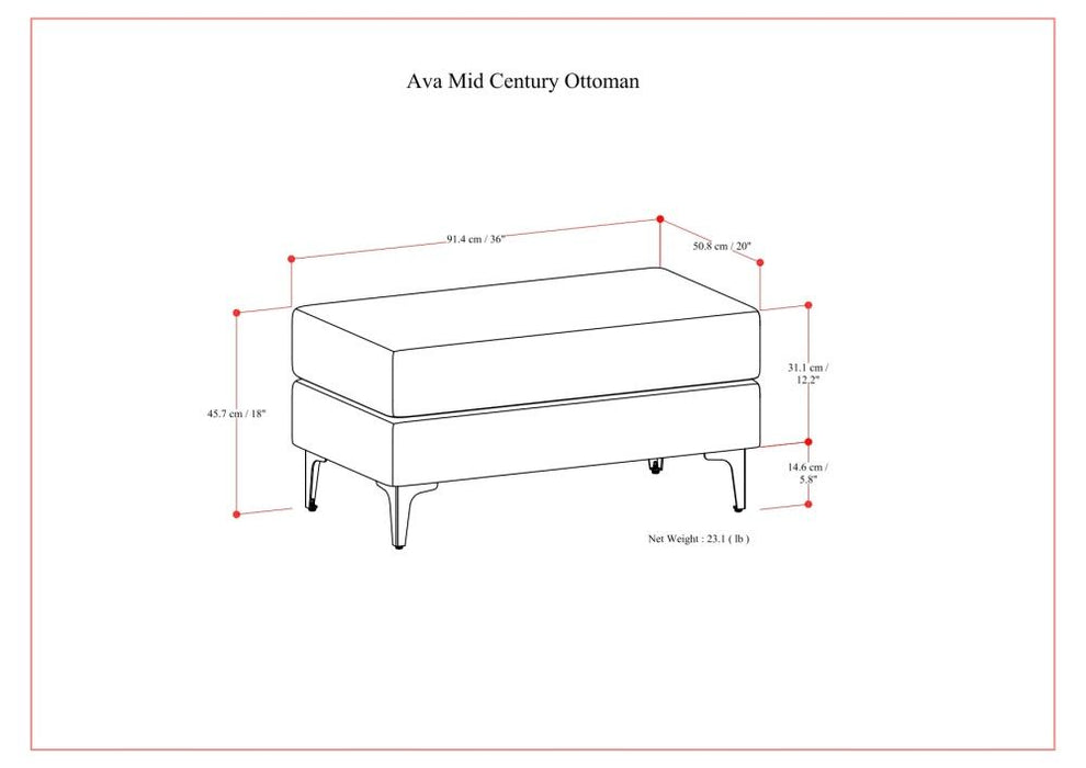 Ava - Versatile Mid Century Ottoman