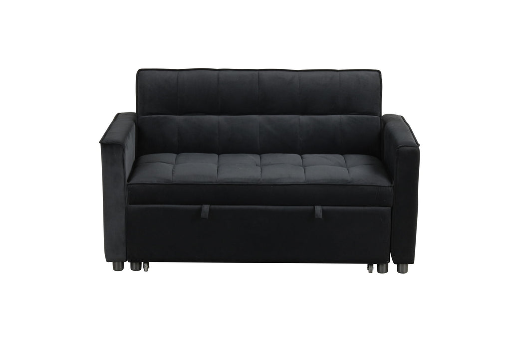 Maeve - Convertible Sleeper Loveseat With Tufting and Side Pocket - Black