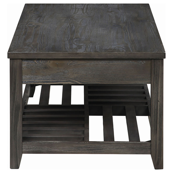 Lift Top Coffee Table With Geometric Bottom Shelf - Gray