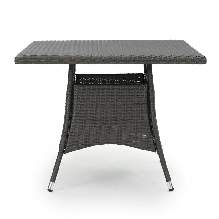 Outdoor Rattan Square Dining Table With 4 Legs - Gray