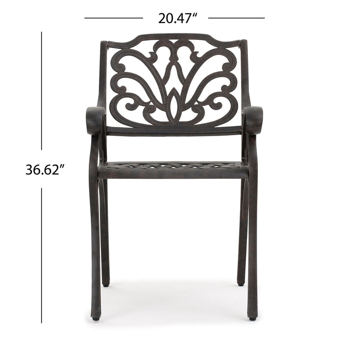 Patio Cast Aluminum Outdoor Dining Chairs (Set of 2) - Bronze
