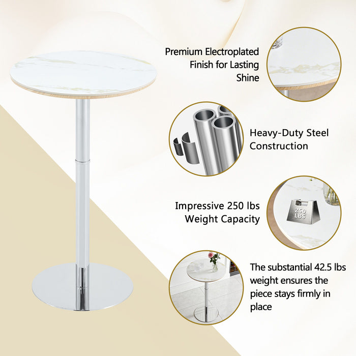 Circular Bar Table - White / Silver