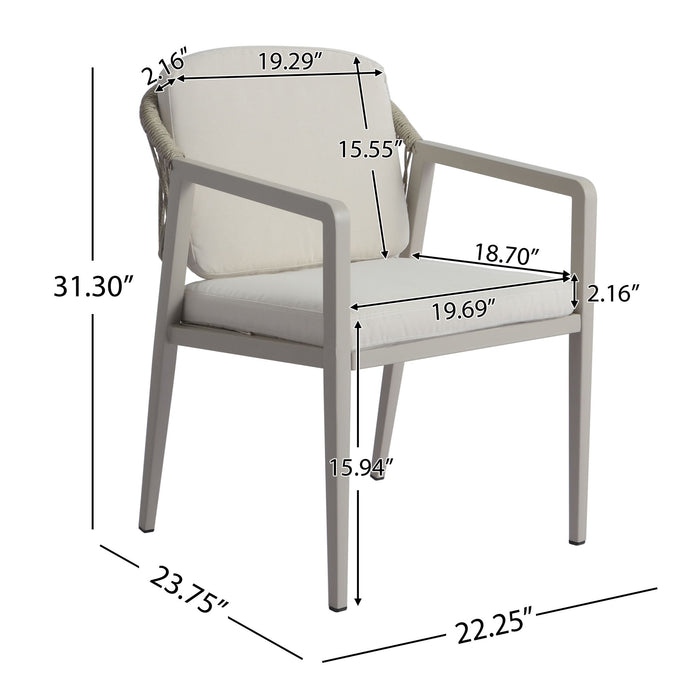 7 Pieces Modern Outdoor Dining Set With Acacia Wood Table And Chairs