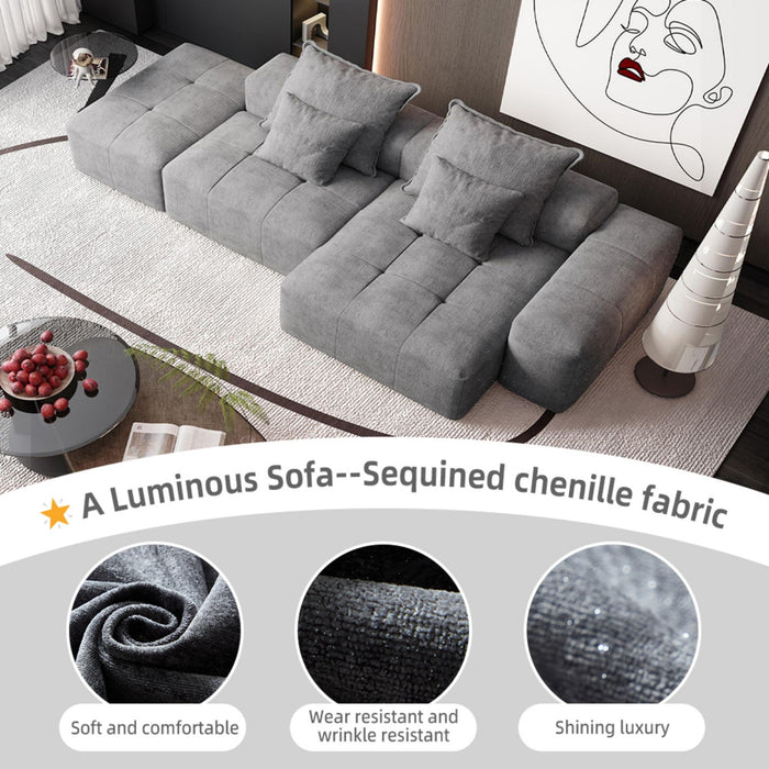Modern Oversized, Modular Sectional Sofa With Pillows