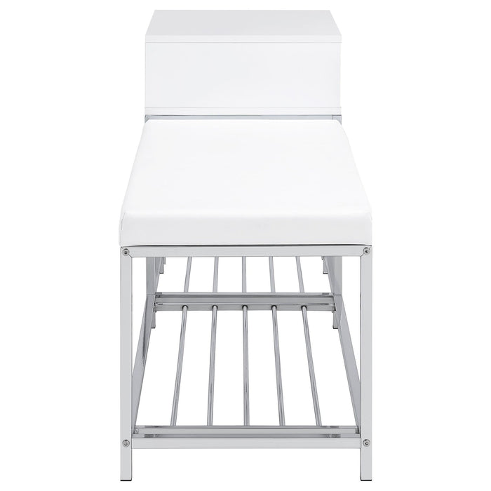 Yesler - 1 Drawer Storage Bench - Glossy White