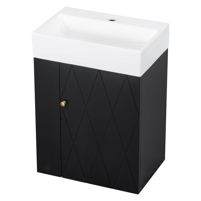 Modern Bathroom Vanity With Sink, Diamond Pattern Doors