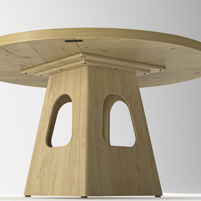 Farmhouse Round Dining Table With Storage Base