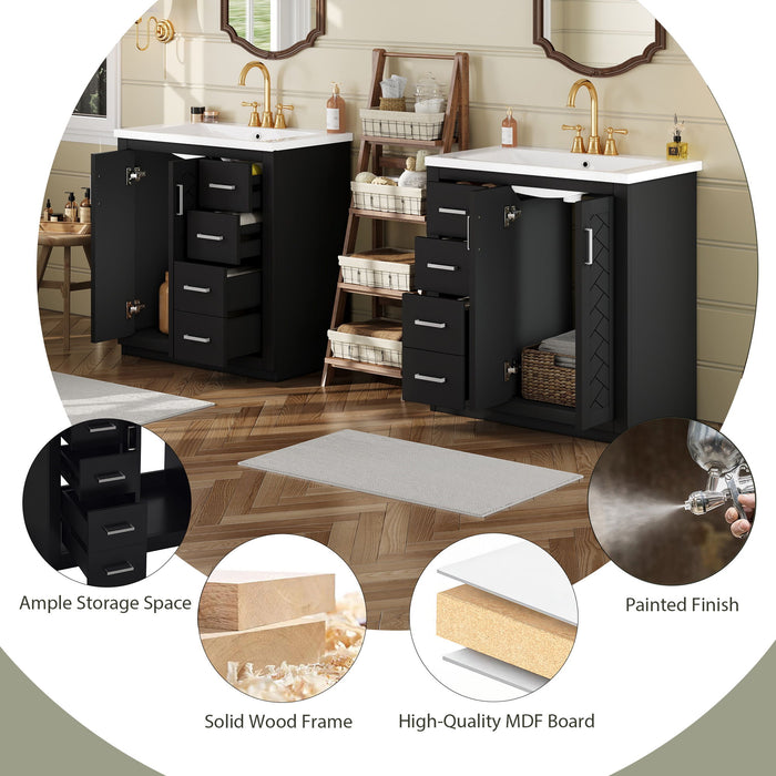 Bathroom Vanity Set With Sink, Storage Cabinet With Drawers & Soft Closing Doors