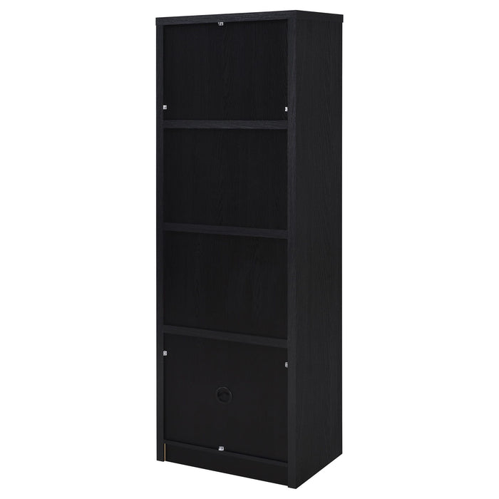 Sloat - 3 Shelf Media Tower With Cabinet Storage - Black