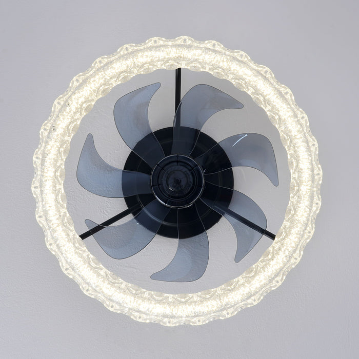 LED Light Source And Remote Control, 3000 - 6500K Dimmable Flush Mount LED Fan Light, 6 Speeds, Quiet DC Motor - Matte Black