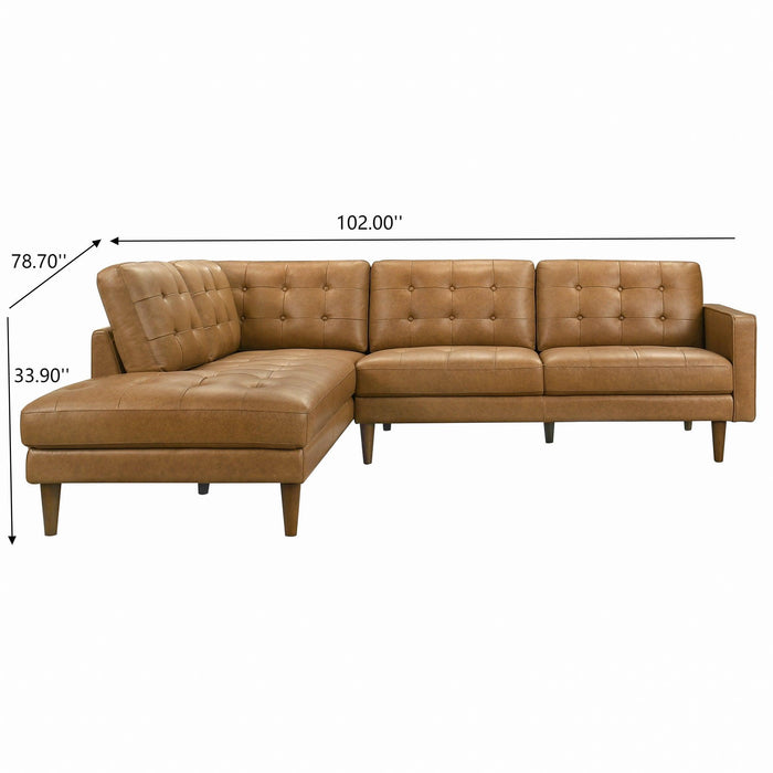 Lucco - L-Shaped Sectional Sofa With Chaise - Tan