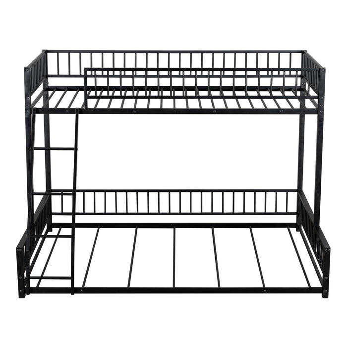 Bunk Bed Frame With Ladder And Safety Guardrails