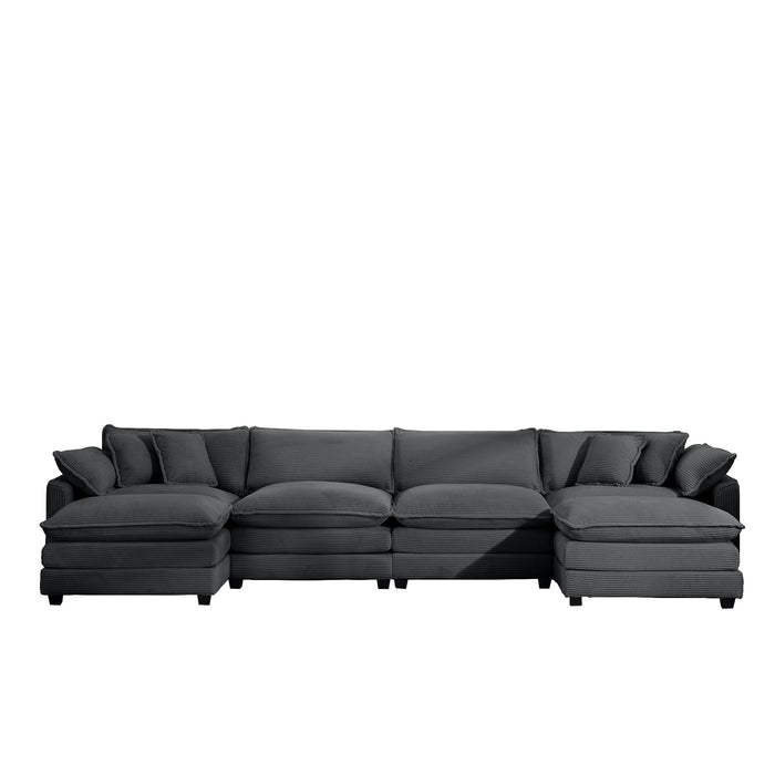 Modular Oversized Cushion Sofa With Ottoman, Low Back, Deep Seating Sofa Set