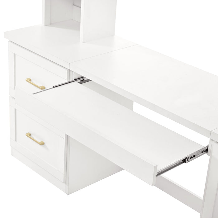 Computer Desk With Hutch, Workstation With Desk Grommet & Keyboard Tray