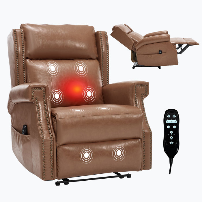 Manual Recliner Chair With Heavy Duty Motion Mechanism, 8 Vibrating Nodes And 3 Massage Modes For Living Room