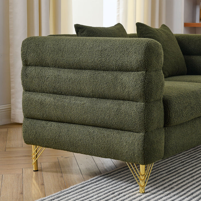 Oversized 2 Seater Sectional Sofa With Deep Seating And 2 Pillows