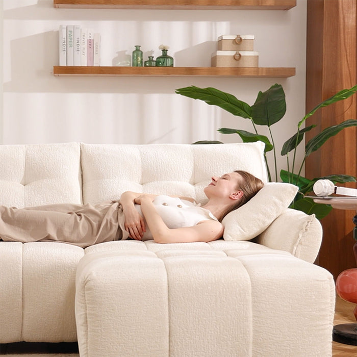Sofa Set With Ottoman And Pillows, Textured, High Resilience Cushions