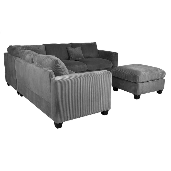 Modern Style L-Shaped Sectional Set With Ottoman