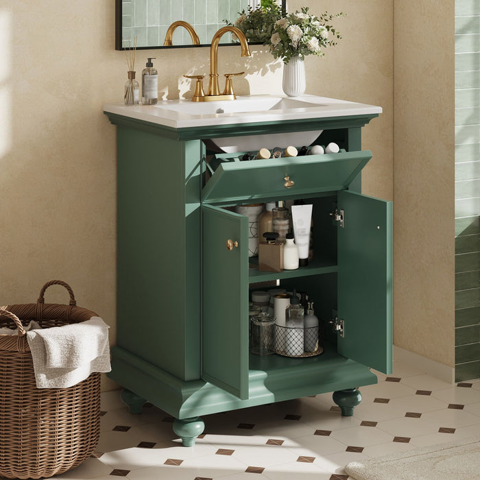 Modern Bathroom Vanity With Tip-Out Drawer And Soft-Close Hinges