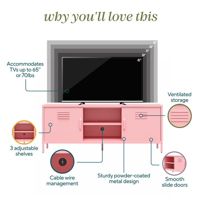 Cache - Locker Style TV Stand For TVs Up To 65" - Pink