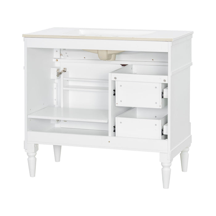 Freestanding Bathroom Vanity With Sink, Adjustable Shelf, Flip Drawer