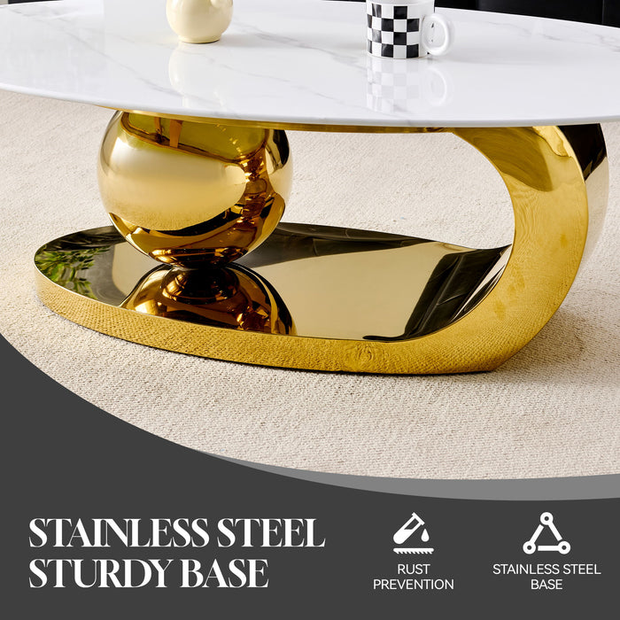 Oval Coffee Table With Geometric Precision