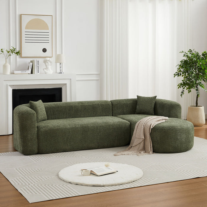 L - Shape Boneless Cloud Couch With 2 Throw Pillows For Living Room