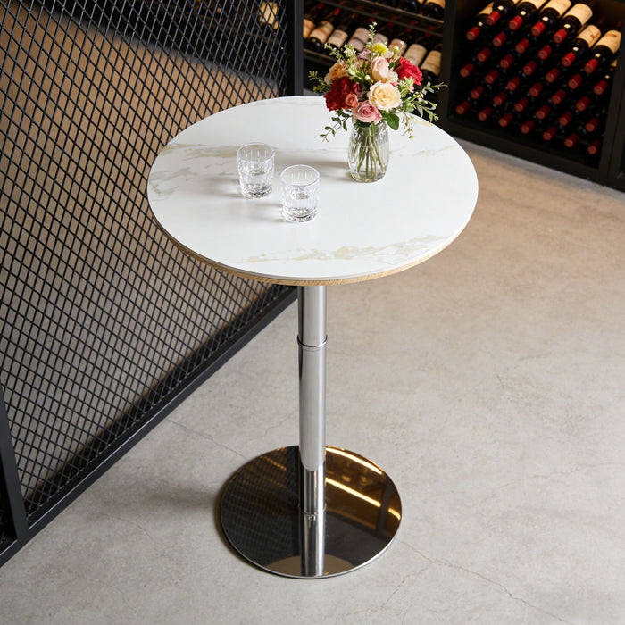 Circular Bar Table - White / Silver
