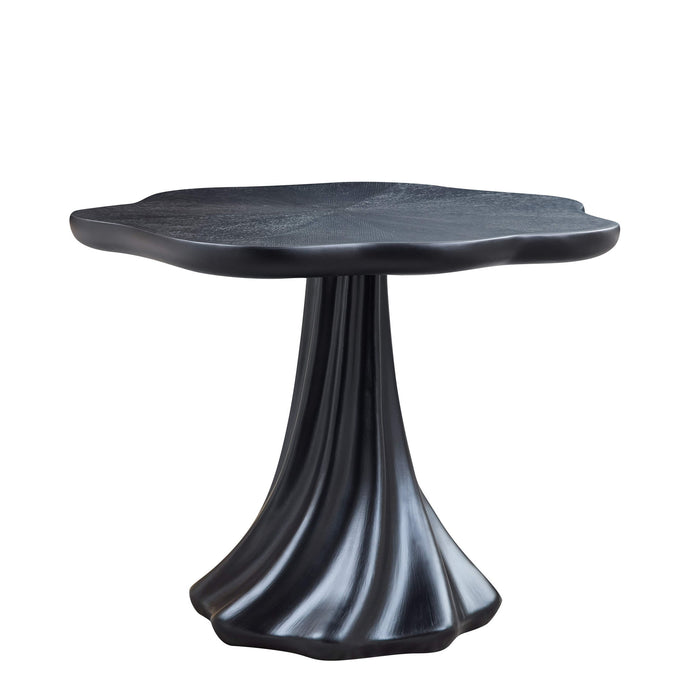 Sculptural Round Dining Table Petal Shape Root Texture For Dining Room - Black
