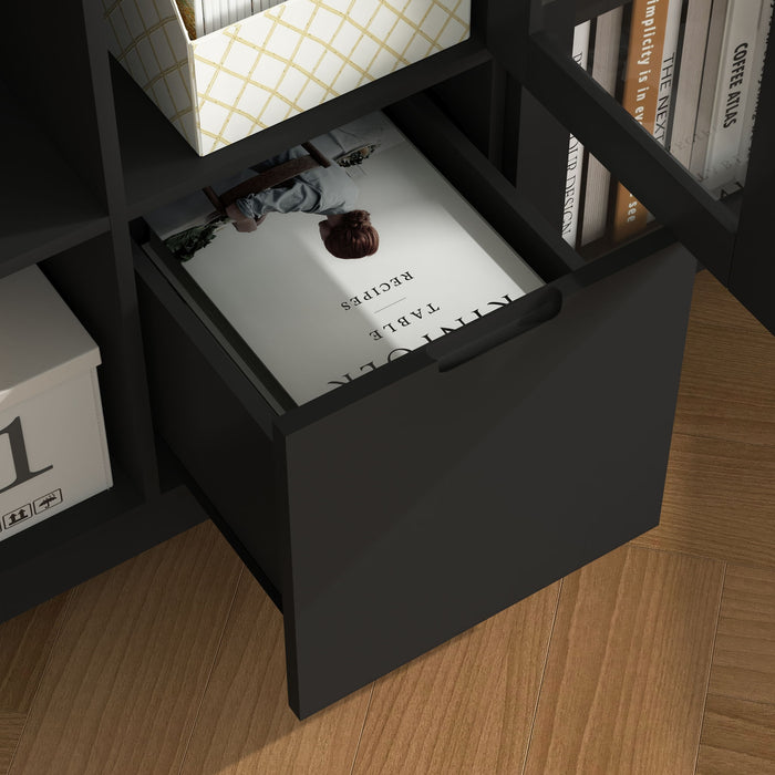 Modern Cabinet With Glass Doors And Drawer