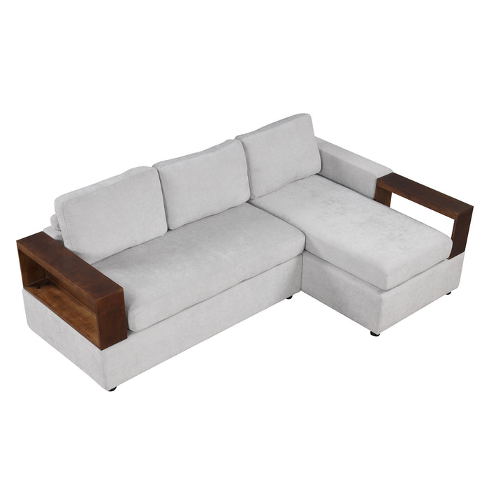 Sectional Sofa Upholstered Sofa Couch With Reversible Armrests For Living Room