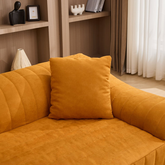 Oversized 2 Seater Loveseat With 2 Decor Throw Pillows, Deep Seat Sofa For Living Rooms