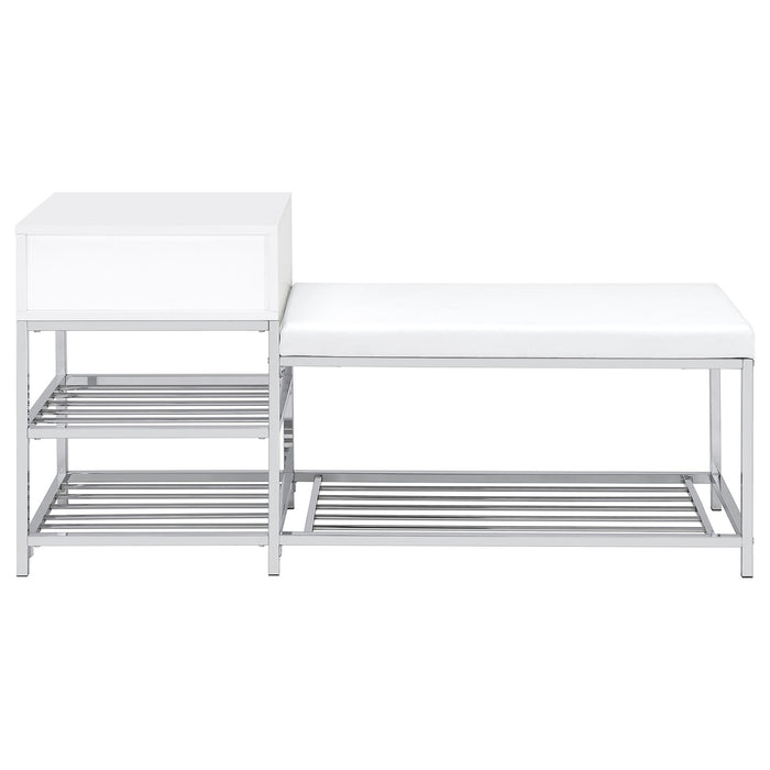 Yesler - 1 Drawer Storage Bench - Glossy White