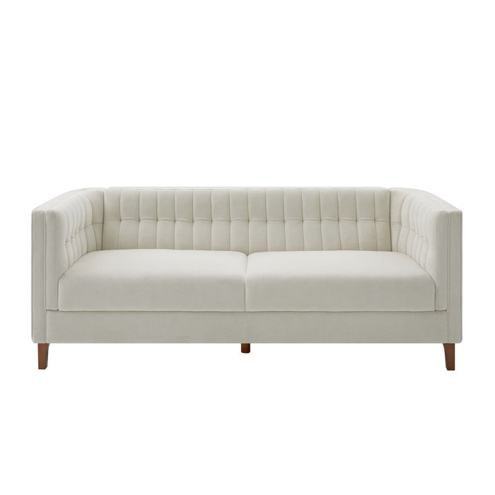 Modern 3 Seater Sofa, Upholstered Couch With Curved Armrests