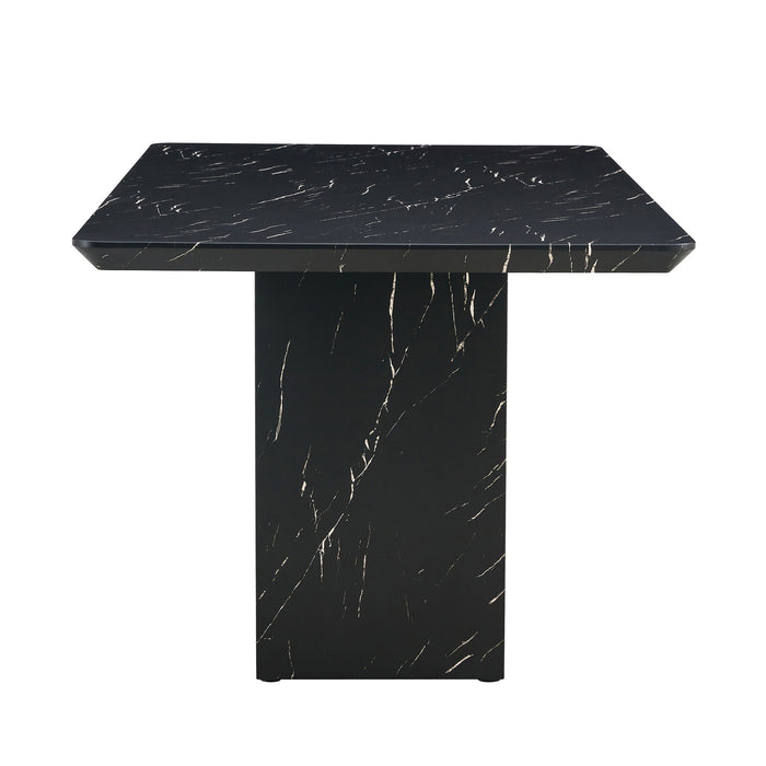 Modern Dining Table With Marbled Design For Luxurious Elegance - Black