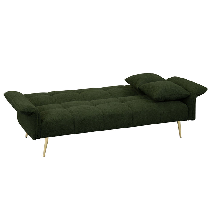 Convertible Double Futon Sofa Bed With Folding Armrests For Living Rooms