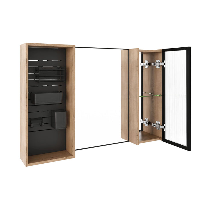 41.6" Wall Mounted Bathroom Cabinet With Adjustable Shelves Storage Cabinet - Imitative Oak