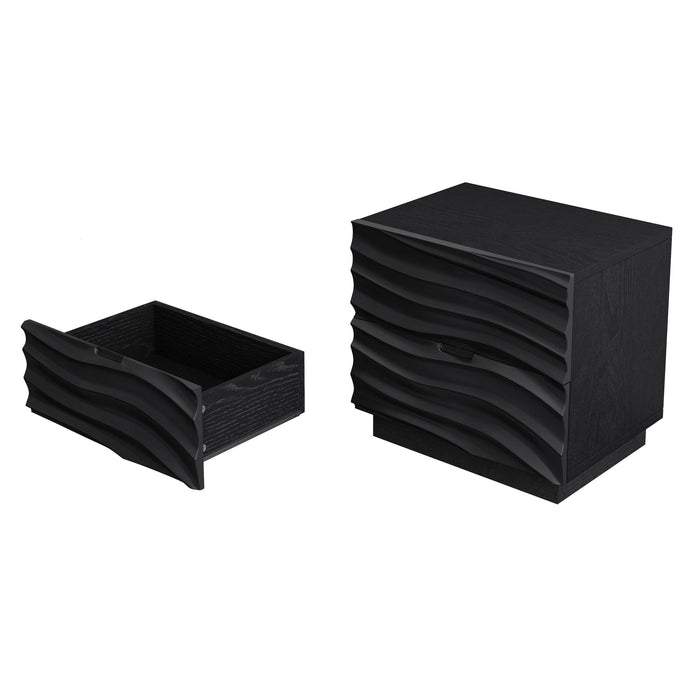 Nightstands, Bedside Table With 2 Drawers (Set of 2) - Black