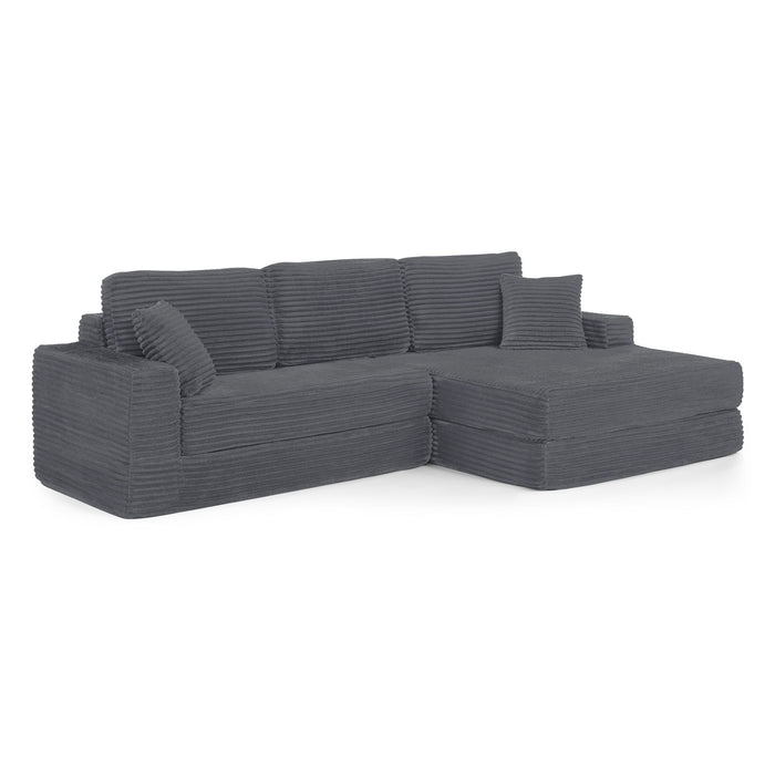 Modern Minimalist L Shape Modular Sectional Sofa, Corduroy Couch