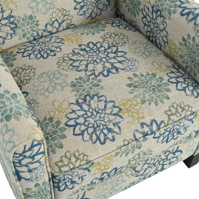 Upholstered Push Back Recliner Chair For Living Room - Blue