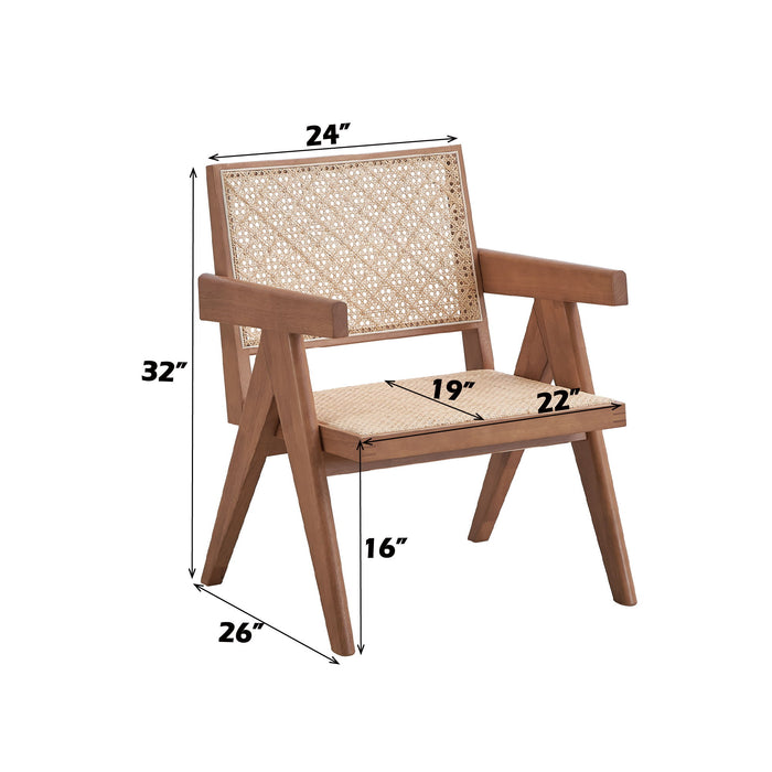 3 Piece Accent Chair Set And Matching End Table For Living Room - Natural