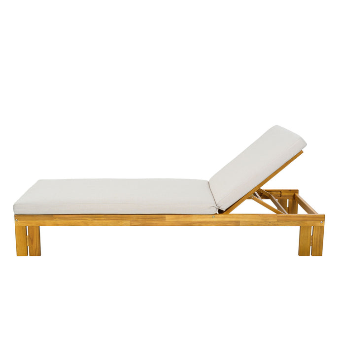Outdoor Chaise Lounge Set & Side Table, 5 Position Adjustable Patio Recliner