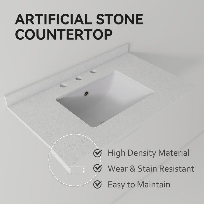 Basin Sink, 0.6" Ultra Thin Profile, Triple Faucet Holes