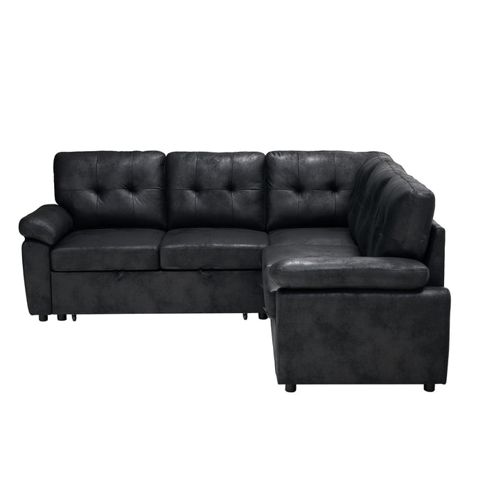 Convertible Sectional Sofa Bed With Pull Out Sleeper And Storage