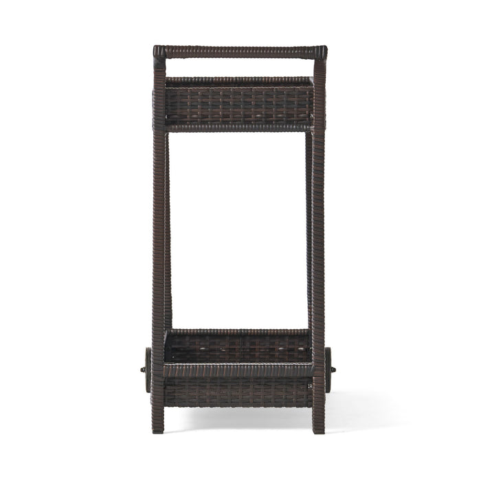 Resin Wicker Bar Cart With Metal Frame - Brown