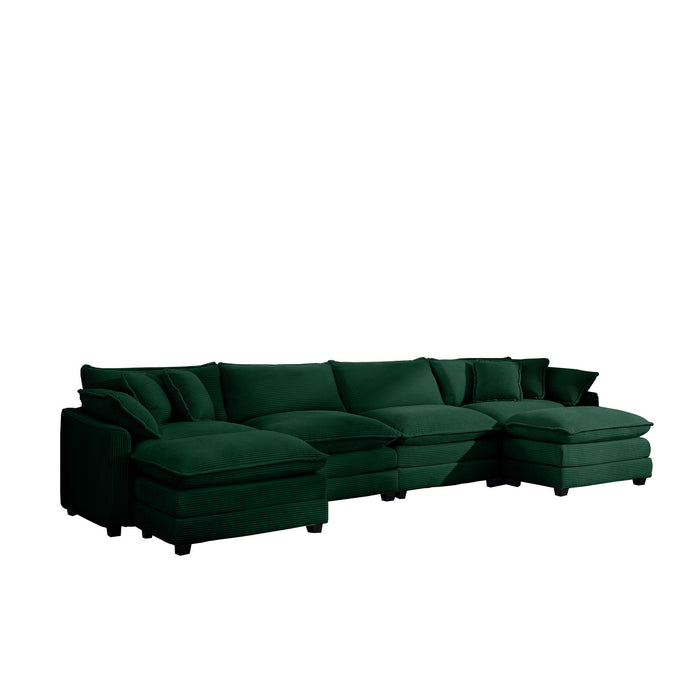 Modern Modular Cushion Sofa With Ottoman, Low Back, Deep Seating Sofa Set