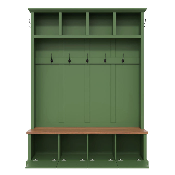 Hall Tree With Storage Bench Mudroom Coat Rack With 6 Hooks