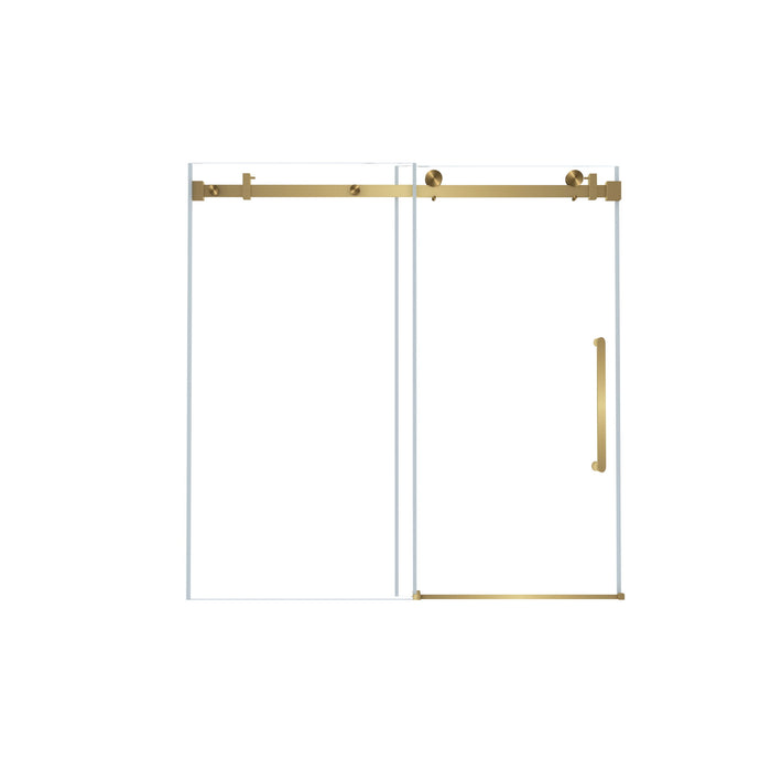 Frameless Single Sliding Shower Door With Handle And Square Tube Track