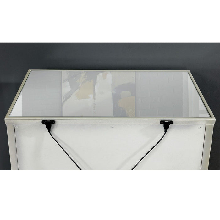 Nightstand With Mirror Panels - Silver