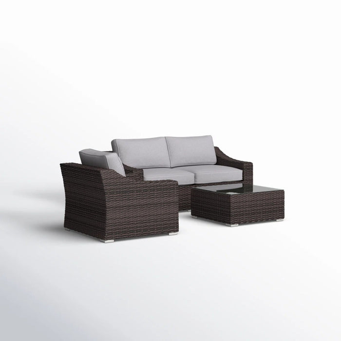 Outdoor Wicker Conversation Set With Cushions, All Weather